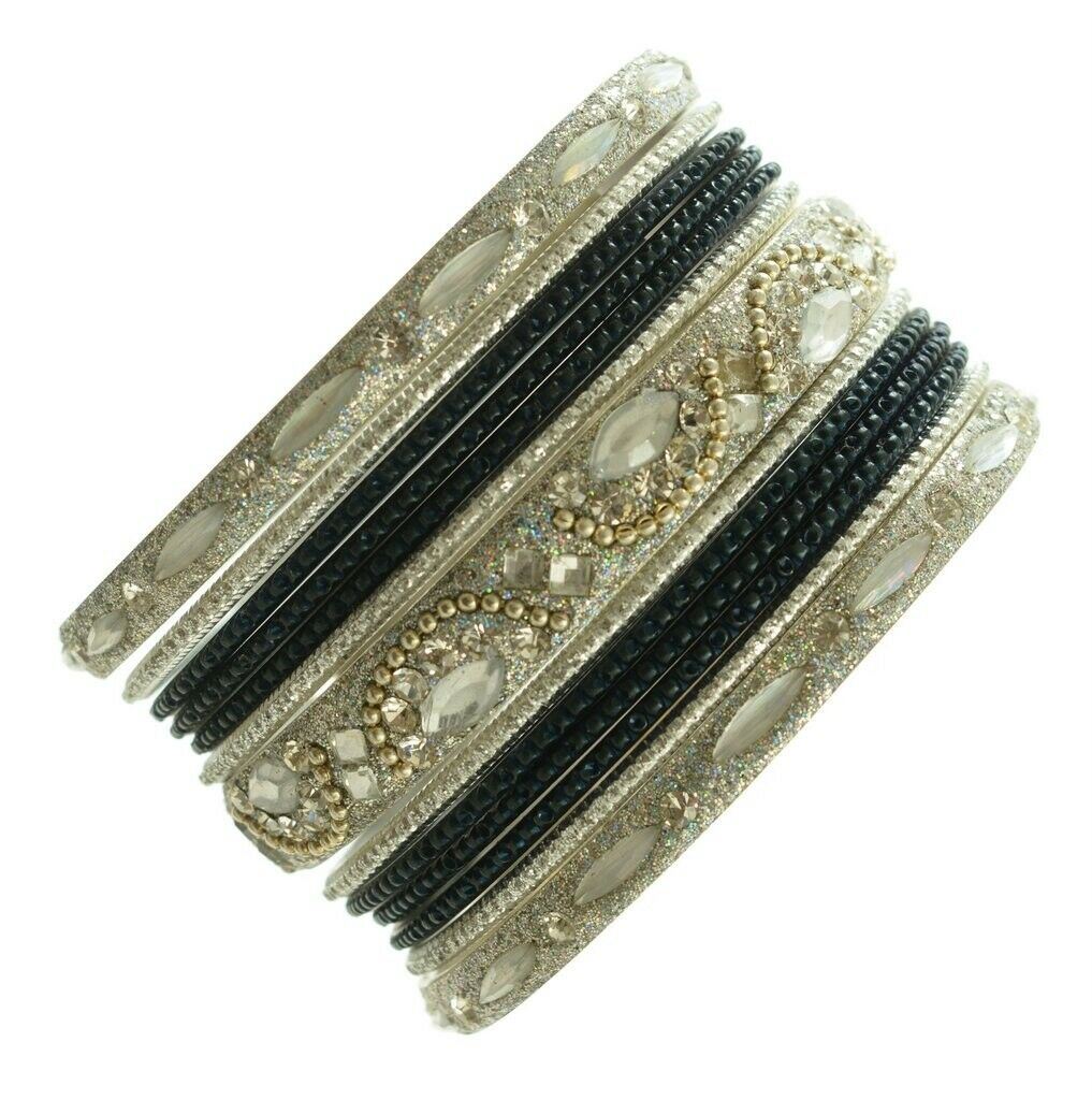 Indian Bangles Set of 26 Ethnic Bracelets Bridal Churi Kangan Black 2-10