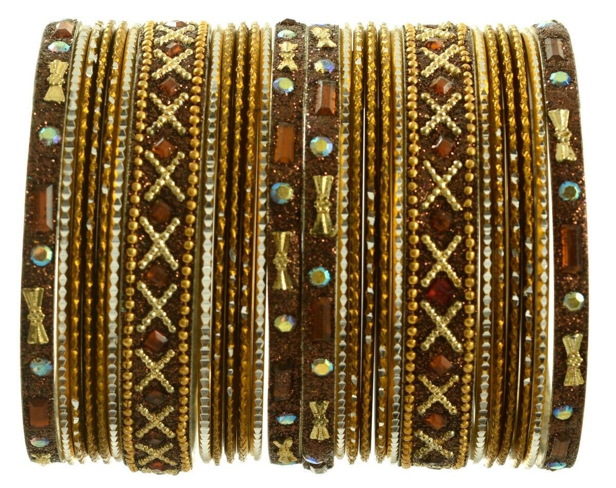Indian Bangles Set of 26 Ethnic Bracelets Traditional Churi Antique Green 2-8