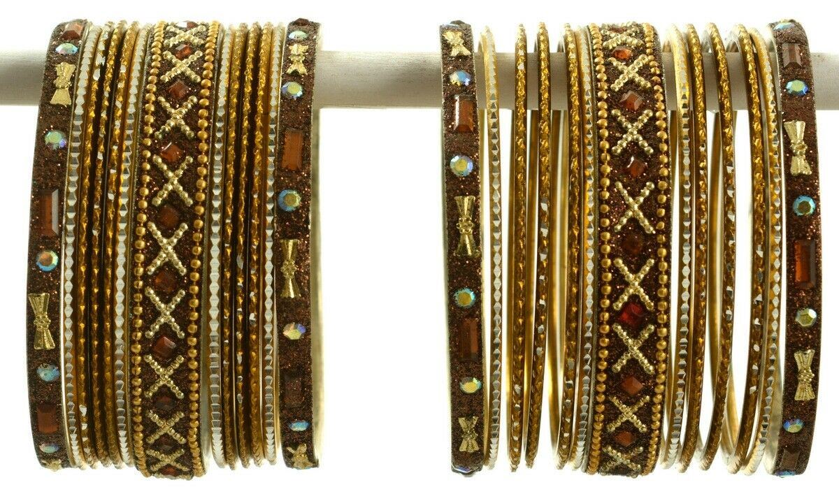 Indian Bangles Set of 26 Ethnic Bracelets Traditional Churi Antique Green 2-8