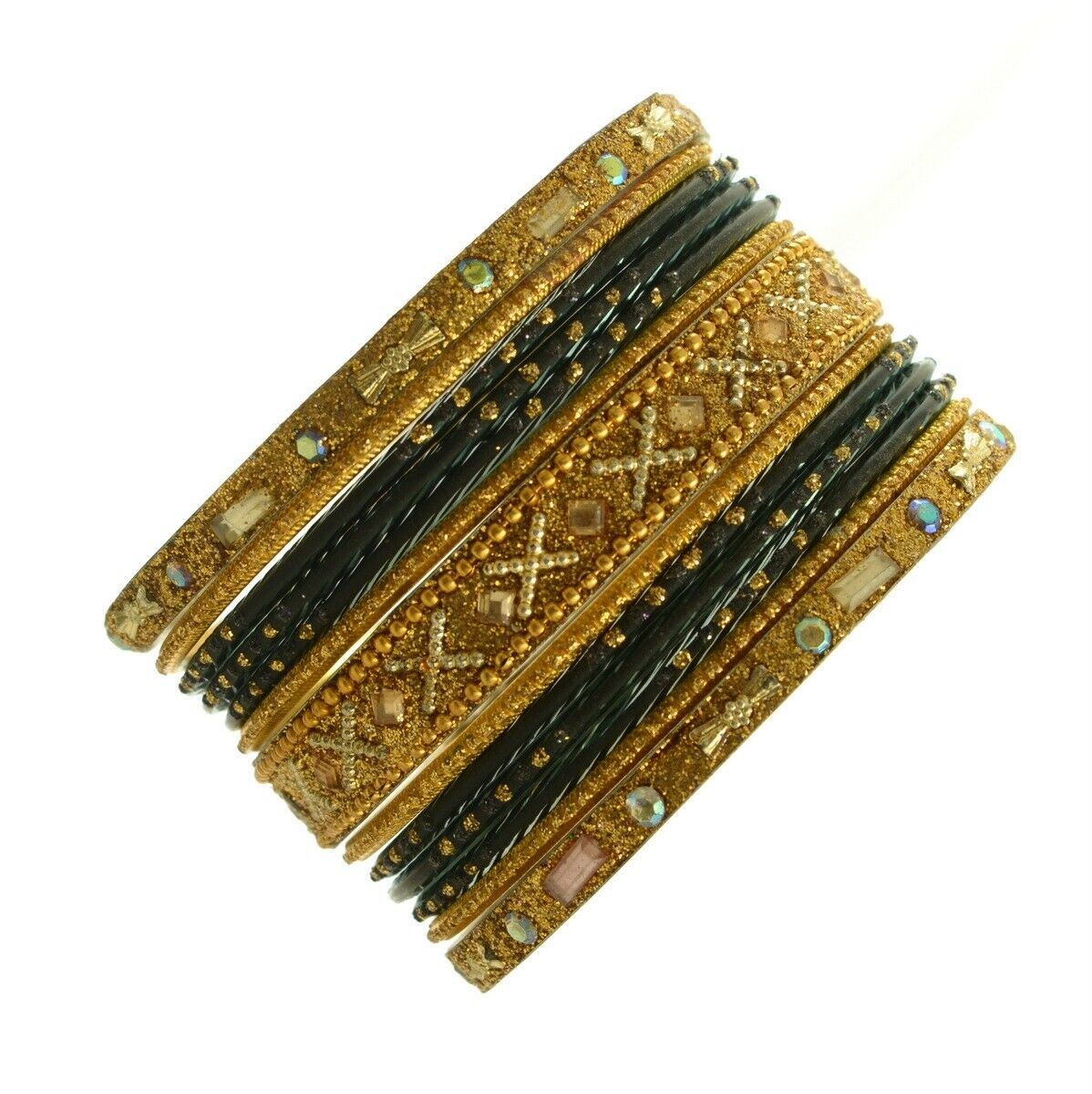 Indian Bangles Set of 26 Ethnic Bracelets Traditional Churi Kangan Black 2-8