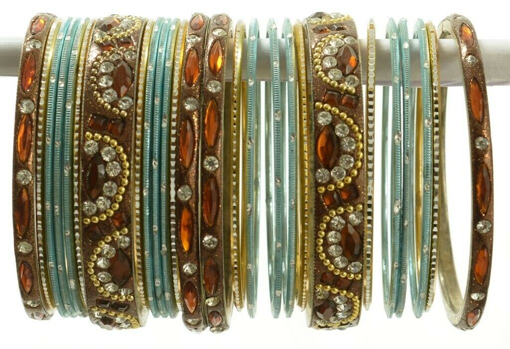 Indian Bangles Set of 26 Ethnic Bracelets Bridal Churi Kangan Wine 2-6