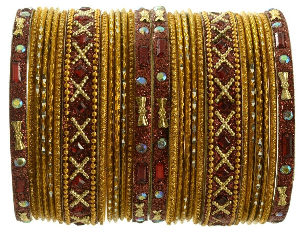 Indian Bangles Set of 26 Ethnic Bracelets Traditional Churi Antique Green 2-8