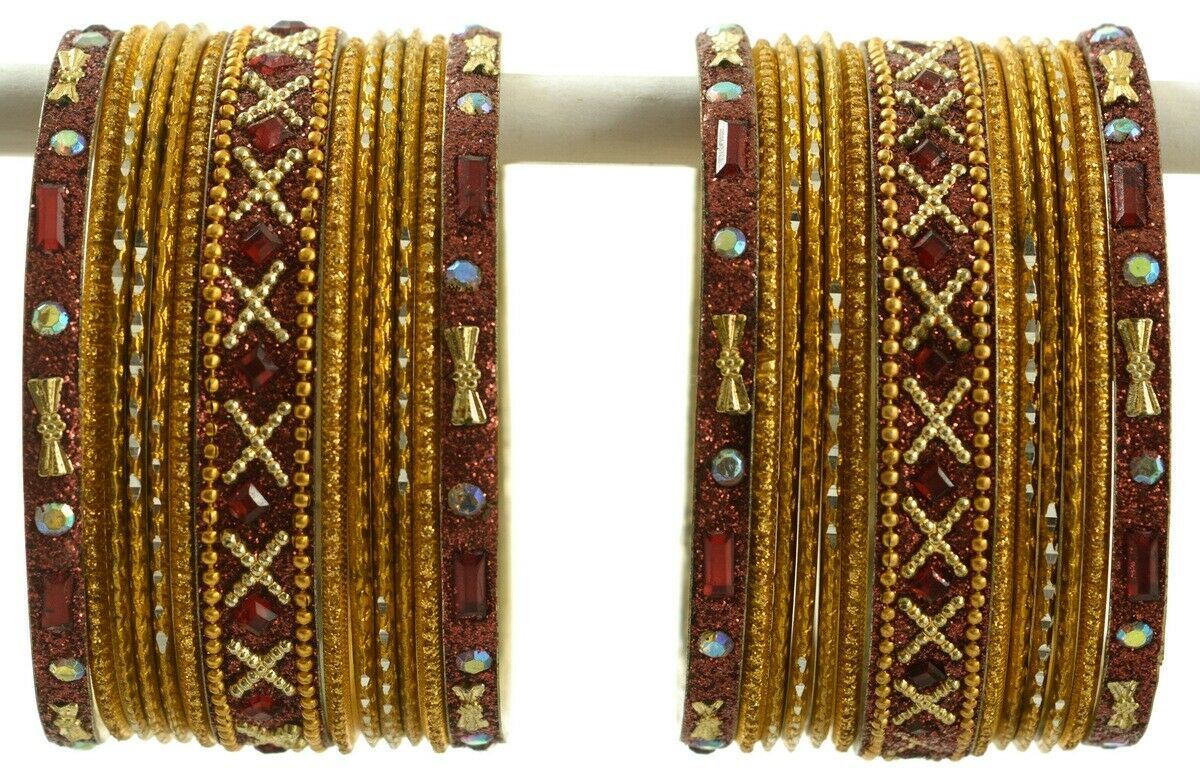 Indian Bangles Set of 26 Ethnic Bracelets Traditional Churi Antique Green 2-8