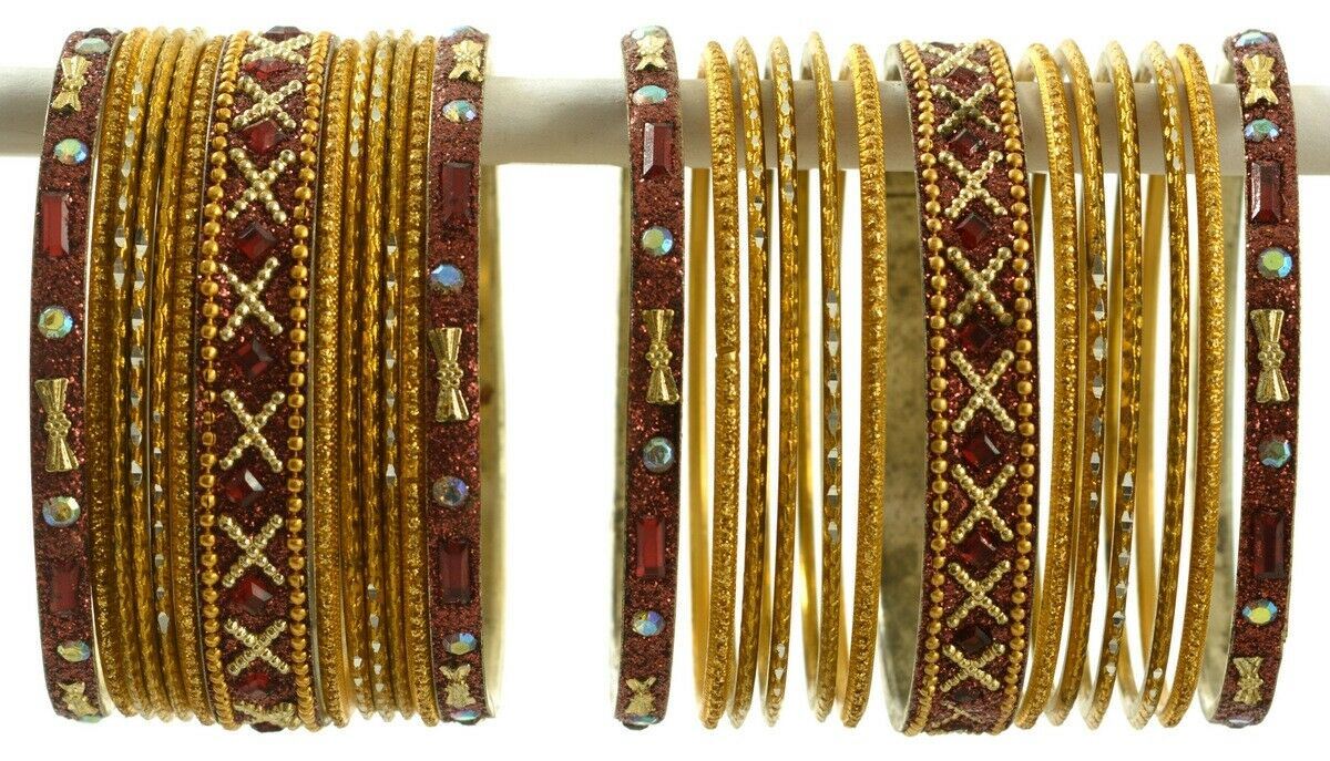 Indian Bangles Set of 26 Ethnic Bracelets Traditional Churi Antique Green 2-8