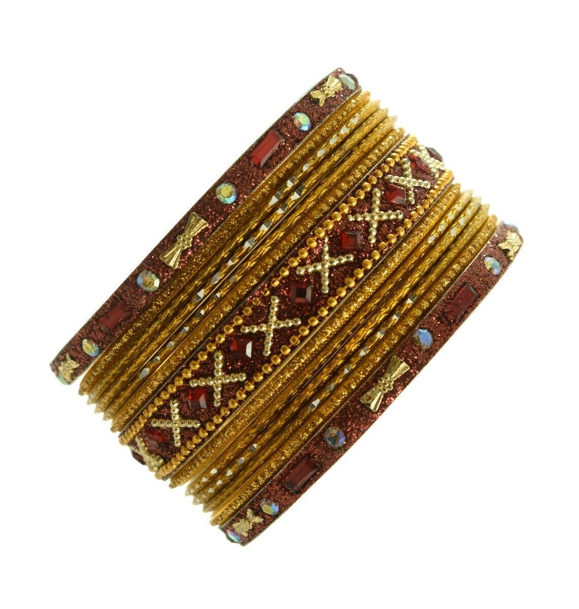 Indian Bangles Set of 26 Ethnic Bracelets Traditional Churi Antique Green 2-8