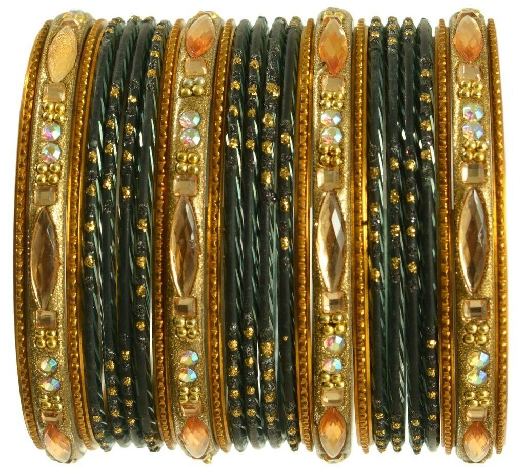 Indian Bangles Set Ethnic Traditional Bracelets Bollywood Bridal Churi 2.8 Black