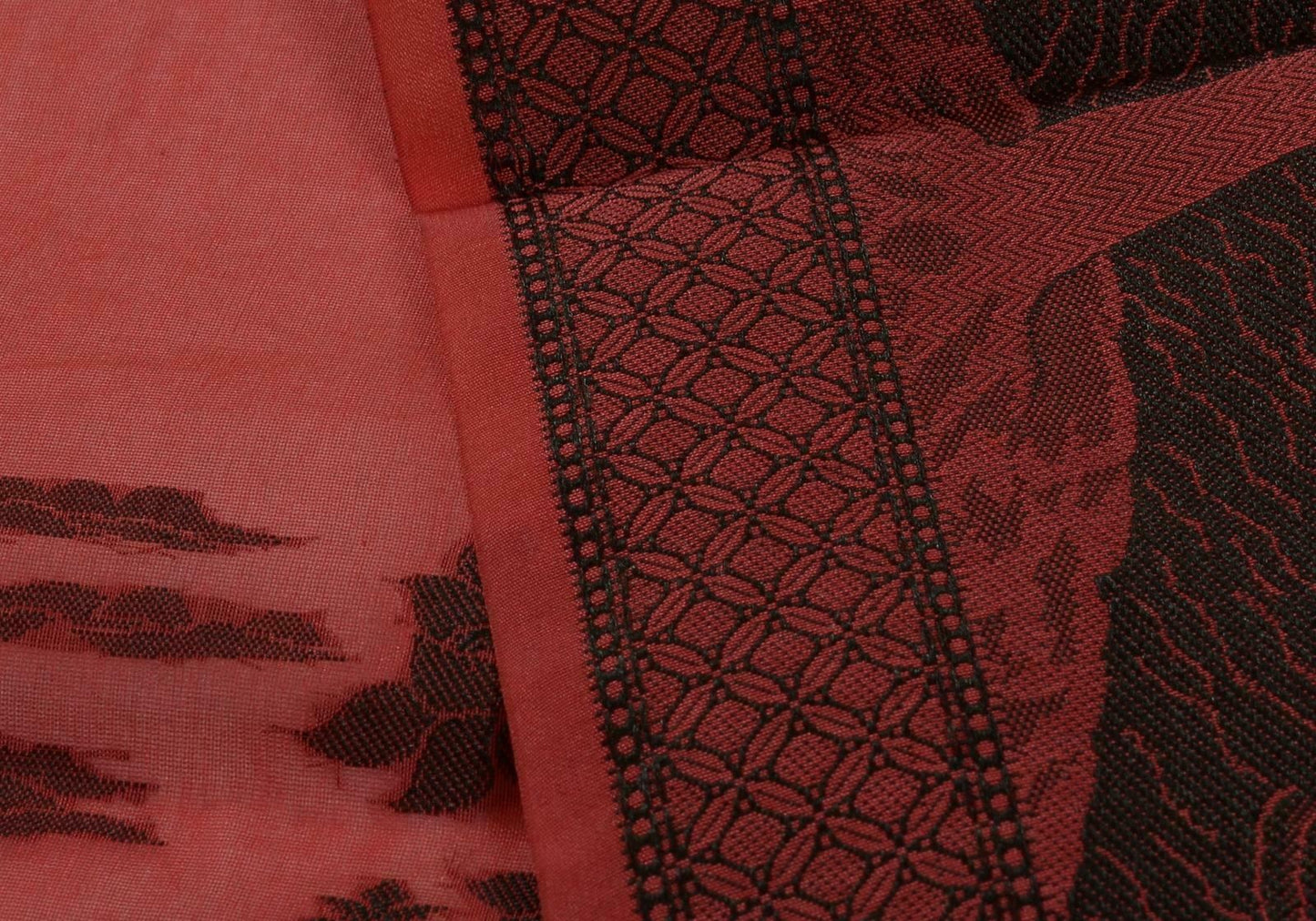 Woven Cotton Blend Indian Long Stole Banaras Ganga Ghat Dupatta Deep Red