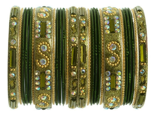 Indian Bangles Set of 26 Ethnic Bracelets Bollywood Churi Kangan Green 2-4