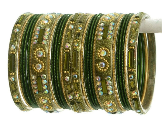 Indian Bangles Set of 26 Ethnic Bracelets Bollywood Churi Kangan Green 2-4