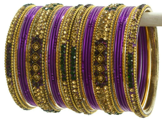 Indian Bangles Set Ethnic Traditional Bracelets Bollywood Bridal Churi 2.8 Purpl