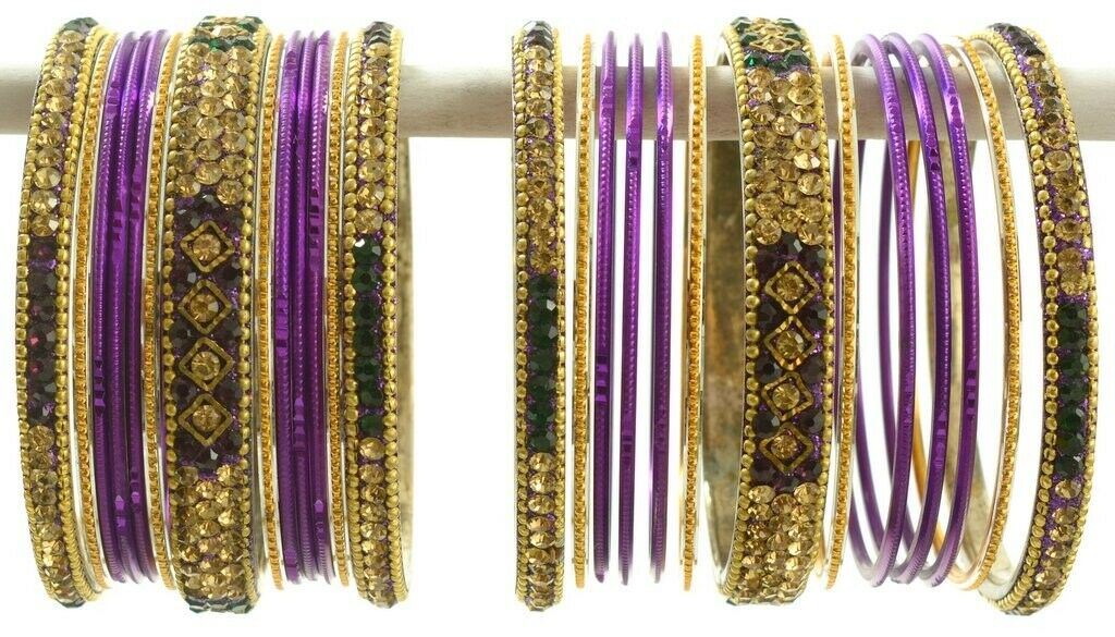 Indian Bangles Set Ethnic Traditional Bracelets Bollywood Bridal Churi 2.8 Purpl