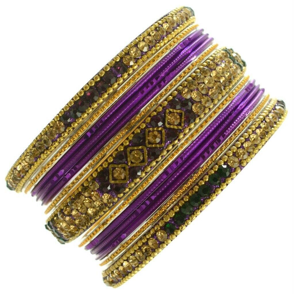 Indian Bangles Set Ethnic Traditional Bracelets Bollywood Bridal Churi 2.8 Purpl