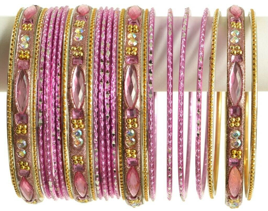 Indian Bangles Set Ethnic Traditional Bracelets Bollywood Bridal Churi 2.8 Pink