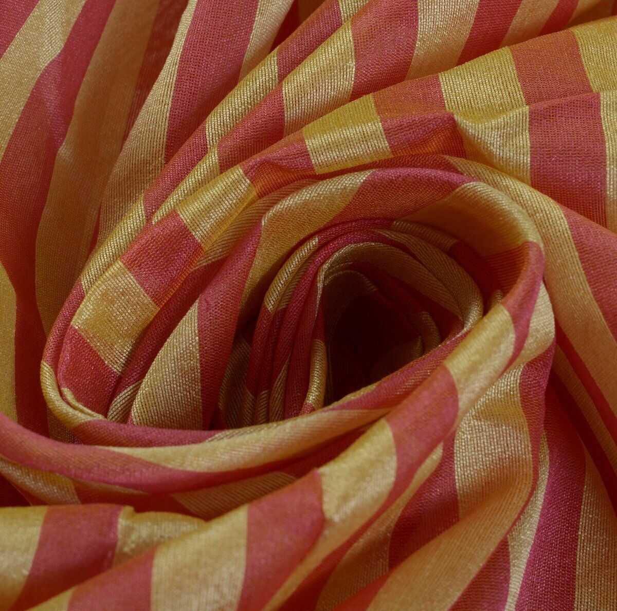 Woven Check Pattern Indian Ethnic Cotton Blend Saree Sari Fabric Pink & Cream