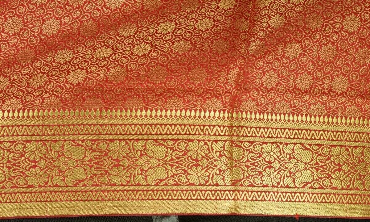Indian Art Silk Woven Zari Brocade Long Stole Banarasi Dupatta Shawl Maroon