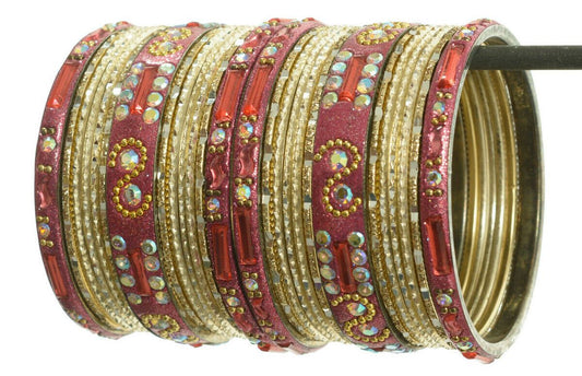Indian Bangles Set of 26 Ethnic Bracelets Belly Dance Churi Kangan Cream 2.4