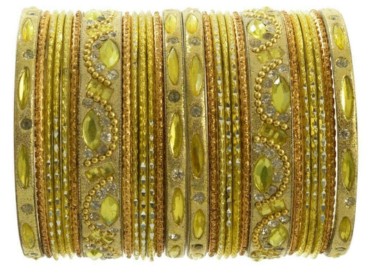 Indian Bangles Set of 26 Ethnic Bracelets Bridal Churi Kangan Lemon 2-6