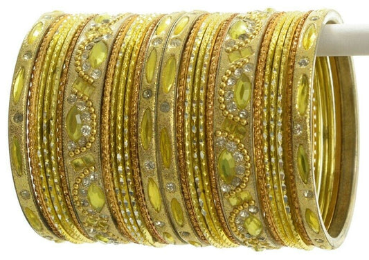 Indian Bangles Set of 26 Ethnic Bracelets Bridal Churi Kangan Lemon 2-6