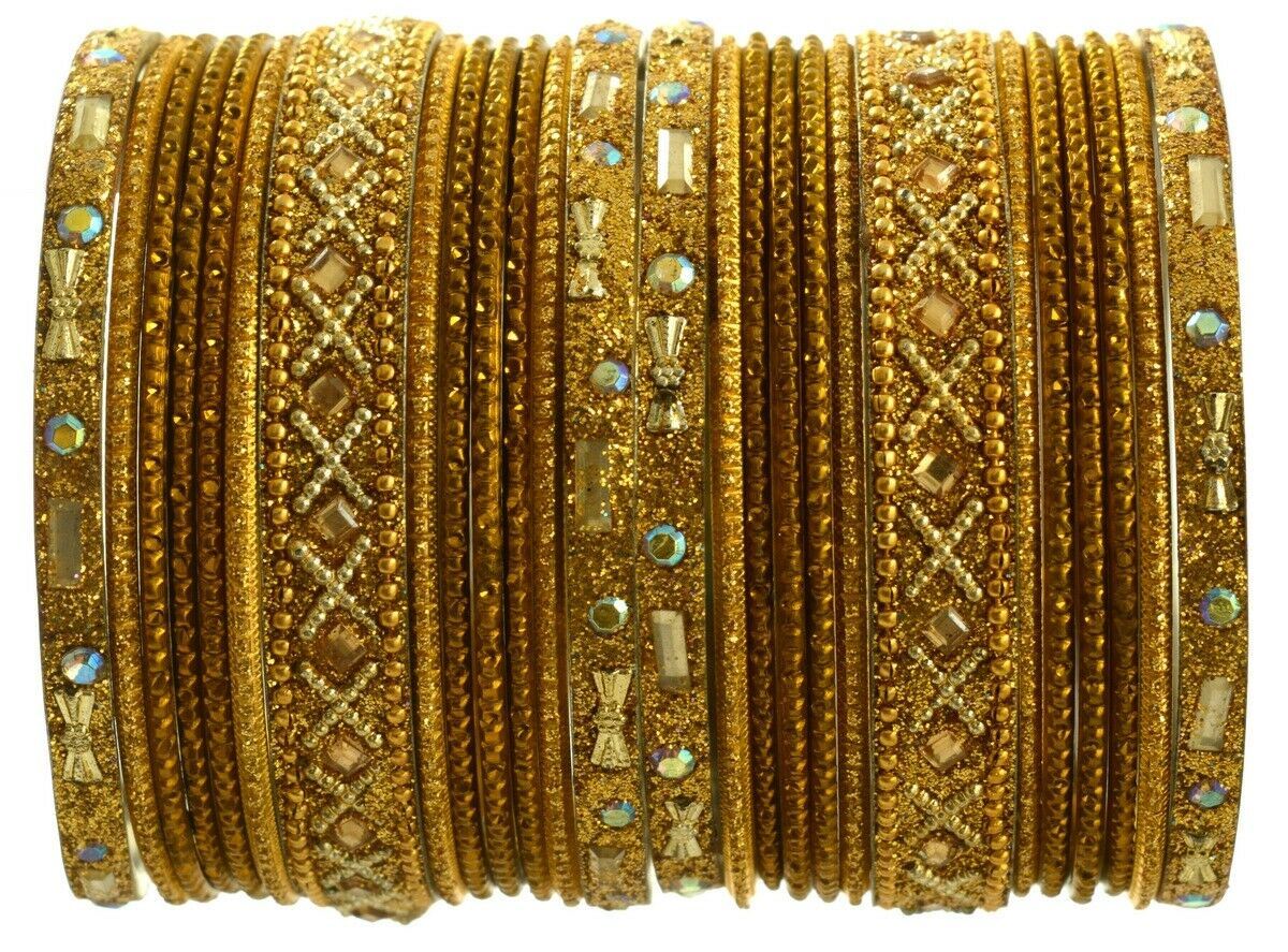 Indian Bangles Set of 26 Ethnic Bracelets Traditional Churi Antique Green 2-8