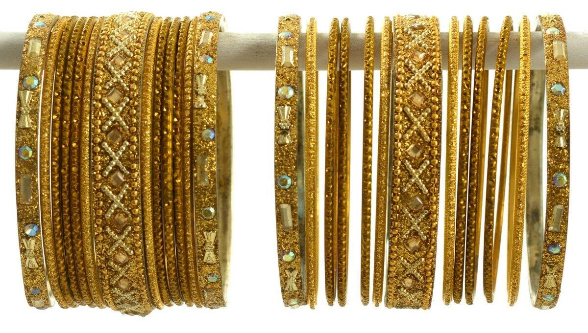 Indian Bangles Set of 26 Ethnic Bracelets Traditional Churi Antique Green 2-8