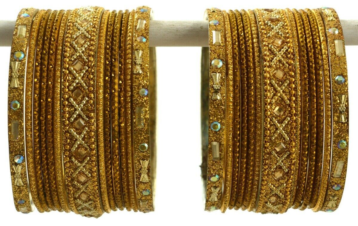 Indian Bangles Set of 26 Ethnic Bracelets Traditional Churi Antique Green 2-8