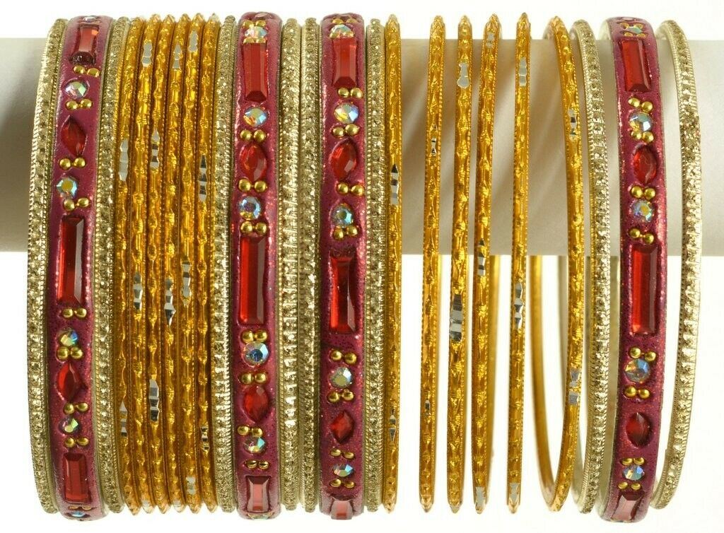 Indian Bangles Set Ethnic Traditional Bracelets Bollywood Bridal Churi 2.6 Gold