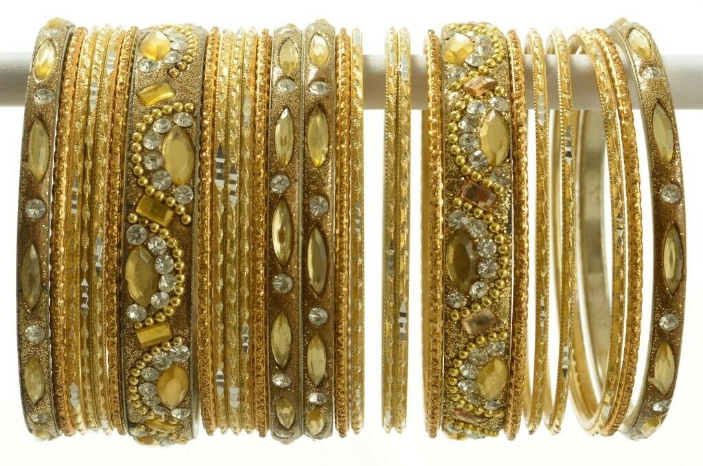 Indian Bangles Set of 26 Ethnic Bracelets Bridal Churi Kangan Cream 2-6