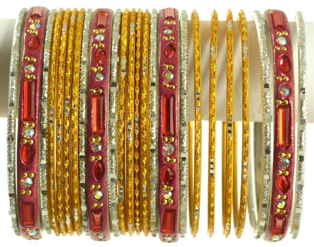 Indian Bangles Set Ethnic Traditional Bracelets Bollywood Bridal Churi 2.6 Gold