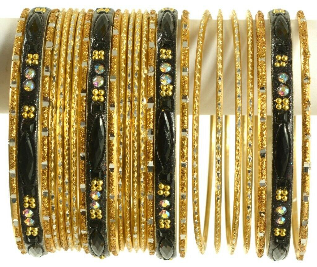 Indian Bangles Set Ethnic Traditional Bracelets Bollywood Bridal Churi 2.10 Gold