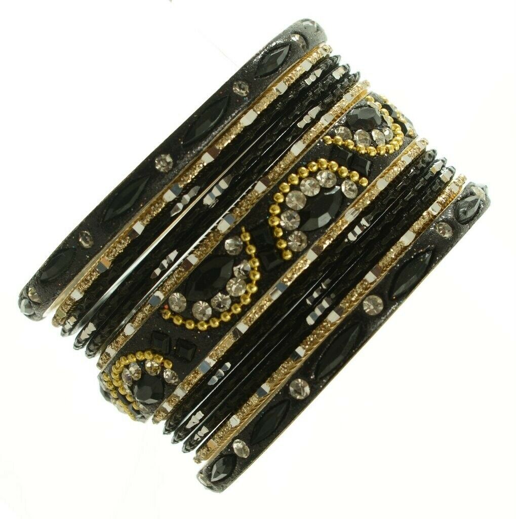 Indian Bangles Set of 26 Ethnic Bracelets Bridal Churi Kangan Black 2-4
