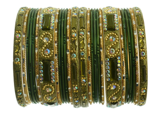 Indian Bangles Set of 26 Ethnic Bracelets Bollywood Churi Kangan Green 2.8
