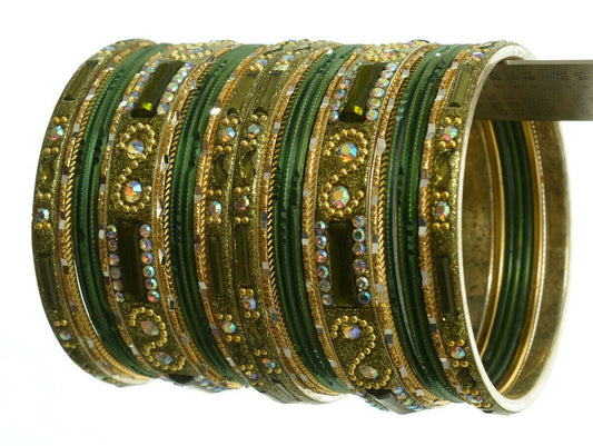 Indian Bangles Set of 26 Ethnic Bracelets Bollywood Churi Kangan Green 2.8