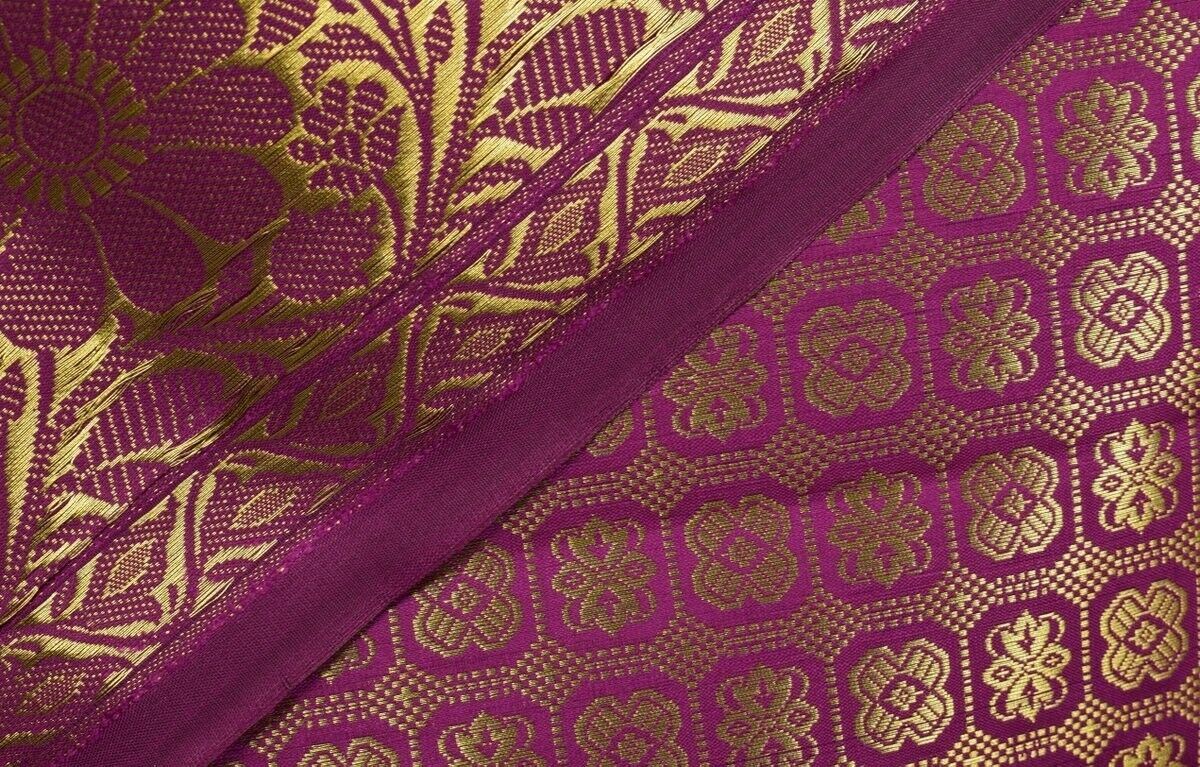 Banarasi Dupatta Indian Art Silk Woven Zari Brocade Long Stole Shawl Purple