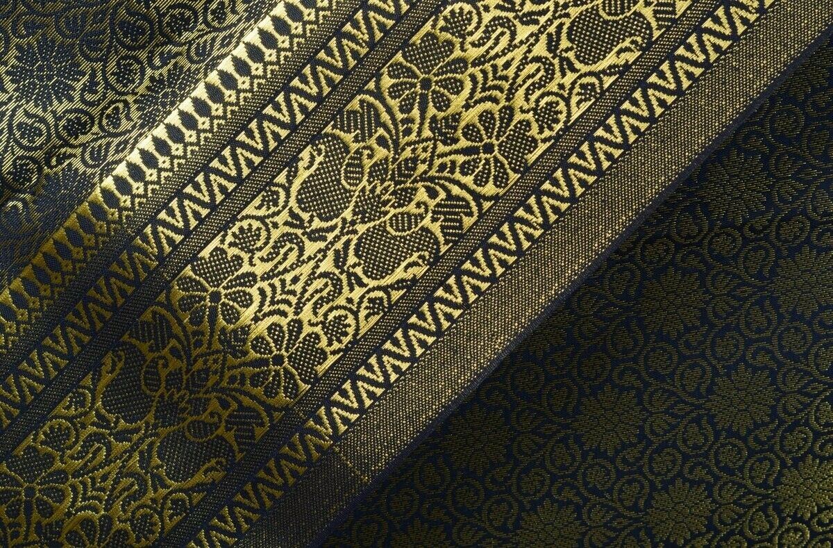 Indian Art Silk Woven Zari Brocade Long Stole Banarasi Dupatta Shawl Blue