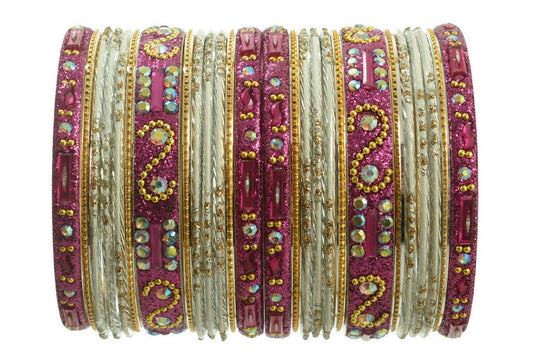 Indian Bangles Set of 26 Ethnic Bracelets Belly Dance Churi Kangan White 2.10