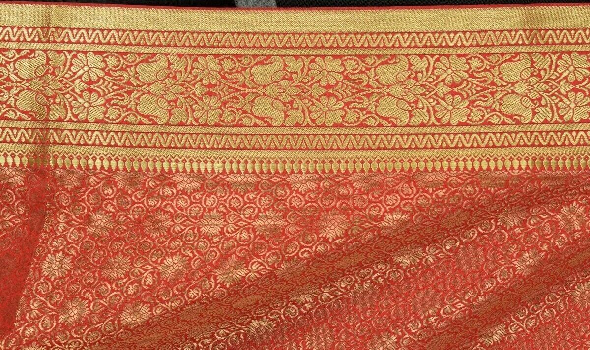 Banarasi Dupatta Indian Art Silk Woven Zari Brocade Long Stole Red