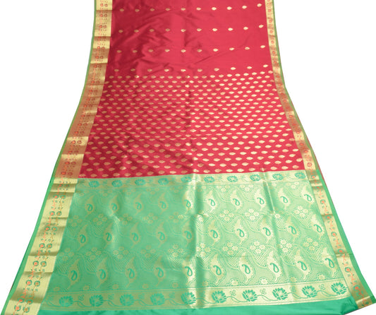 Maroon Banarasi Sari Art Silk Zari Woven Leaf Motifs Saree with Blouse Fabric