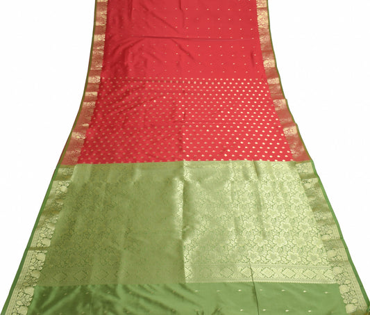 Indian Maroon Green Sari Banarasi Art Silk Saree with Blouse Gold Zari Weaving