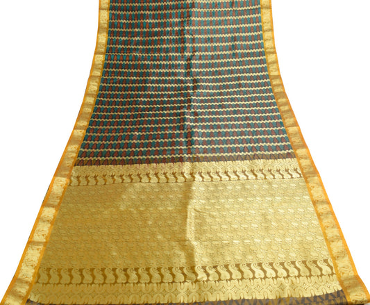 Indian Multi-Color Sari Banarasi Self & Zari Woven Art Silk Saree Blouse Fabric