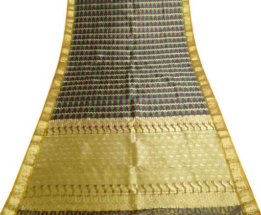Indian Multi-Color Banarasi Sari Art Silk Self & Zari Woven Saree Blouse Fabric
