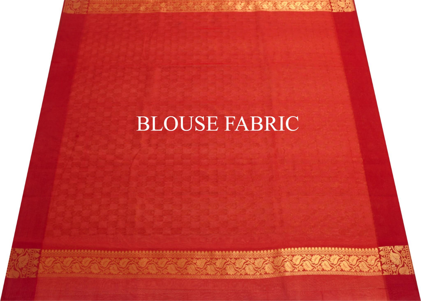 Indian Cream Red Banarasi Sari Art Cotton Saree Blouse Fabric Gold Zari Woven