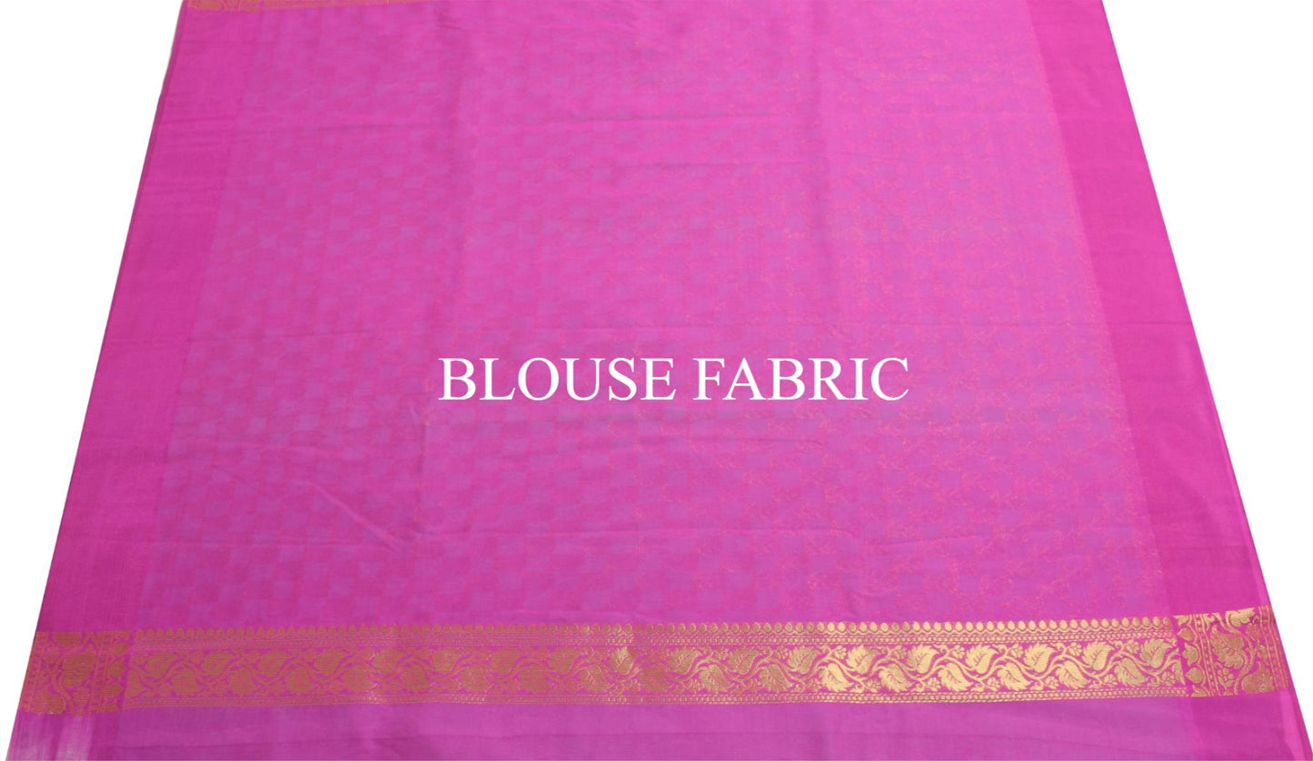 Indian Aqua Green Banarasi Sari Art Cotton Saree Blouse Fabric Gold Zari Woven