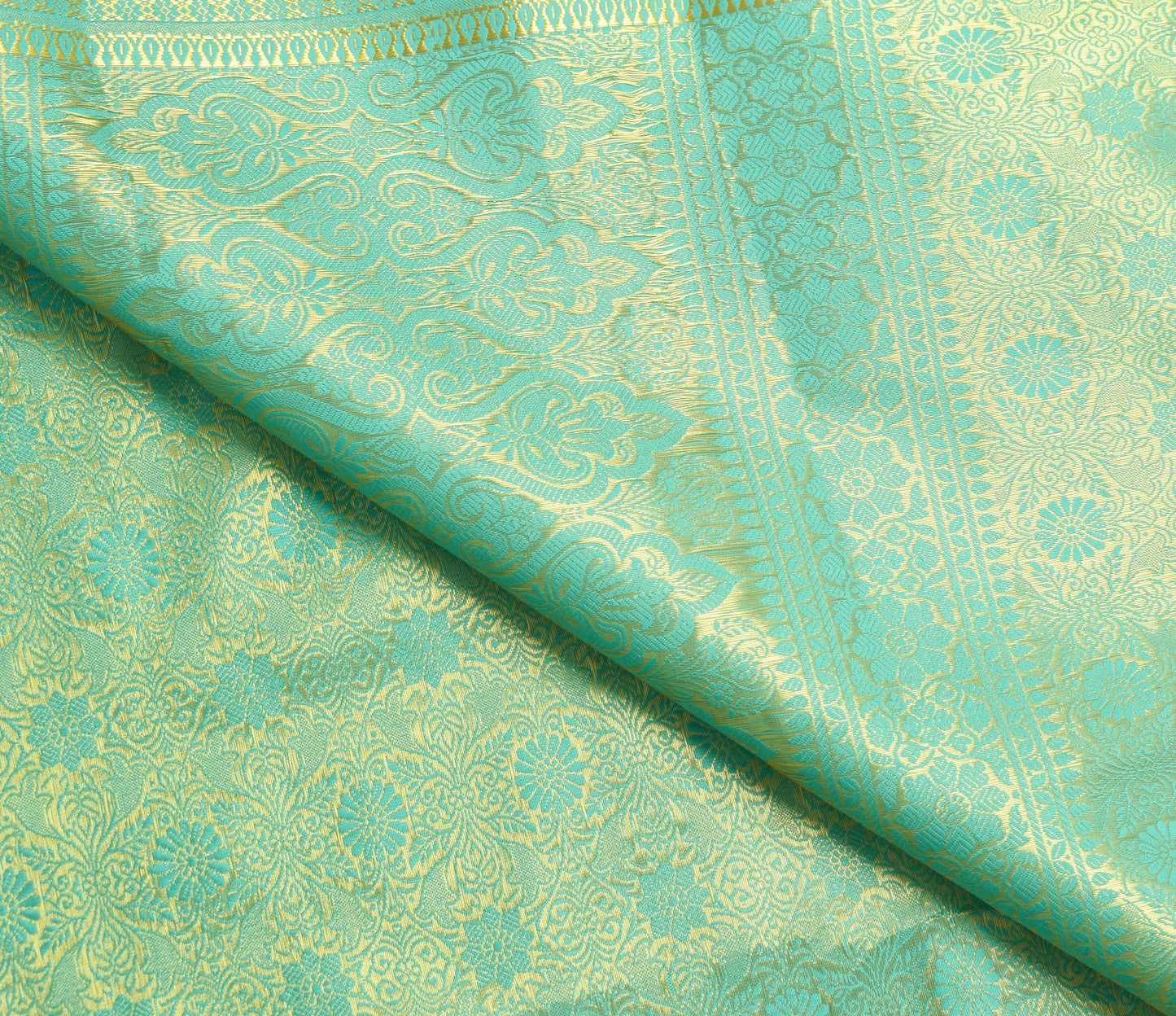 Indian Aqua Green Sari Banarasi Art Silk Saree with Blouse Gold Zari Weaving