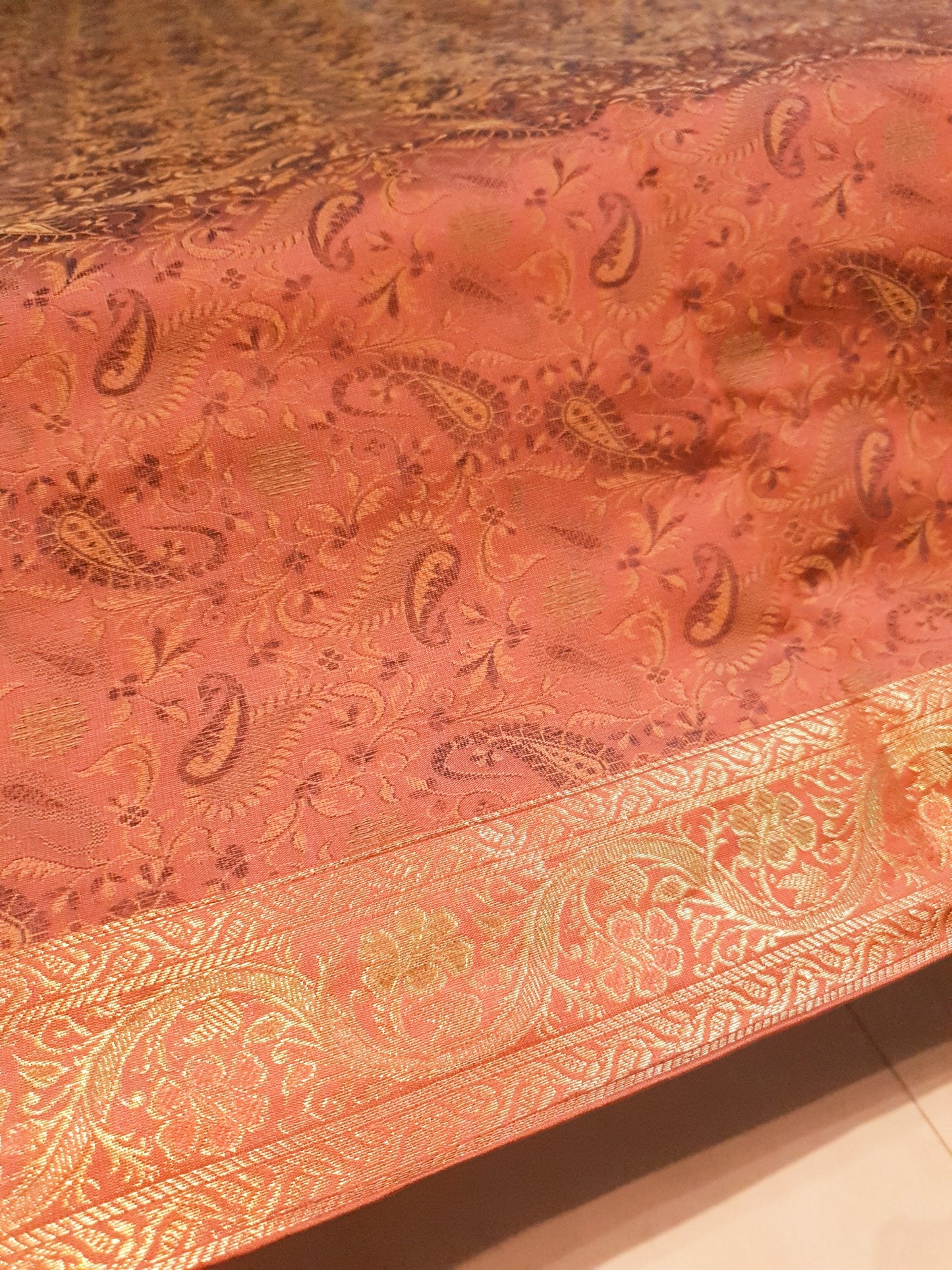 Banarasi Bed Cover Brown Silk Woven Zari Brocade Indian Cushion & Pillow Set