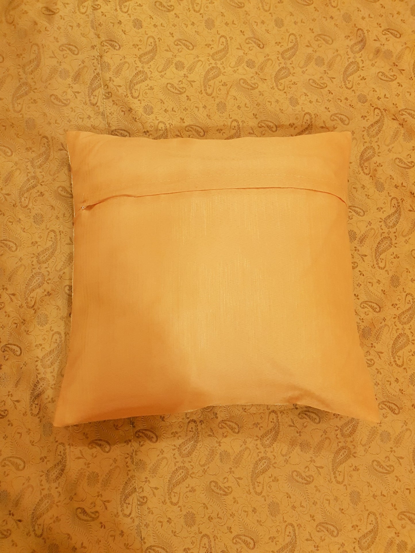 Banarasi Bed Cushion&Pillow Cover Set Art Silk Woven Brocade Yellow Indian Gift