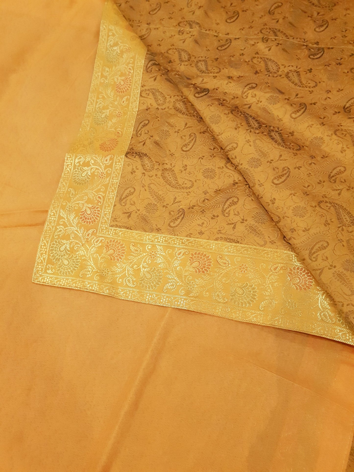 Banarasi Bed Cushion&Pillow Cover Set Art Silk Woven Brocade Yellow Indian Gift
