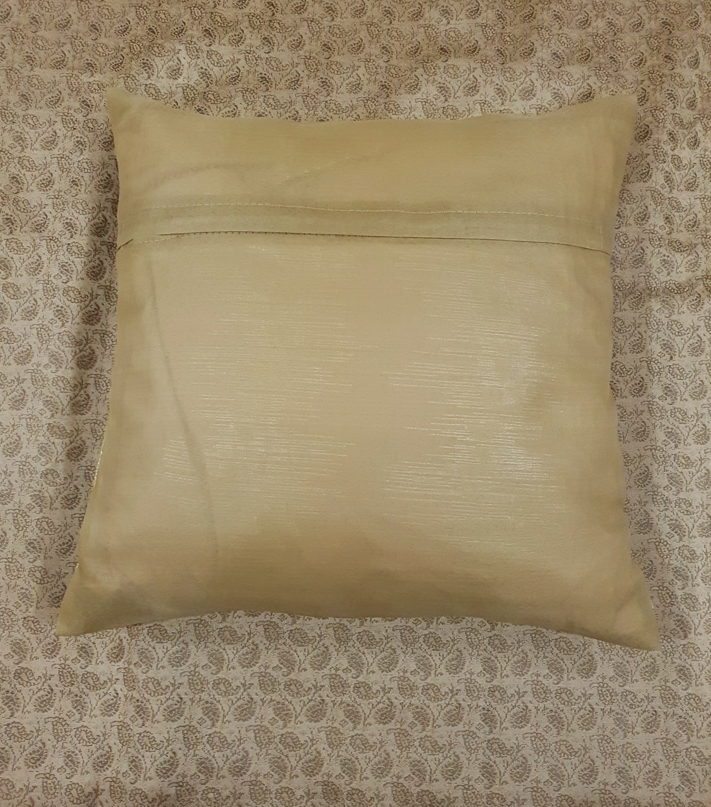 Banarasi Beige Bed Cushion & Pillow Cover Set Art Silk Woven Brocade Indian Gift
