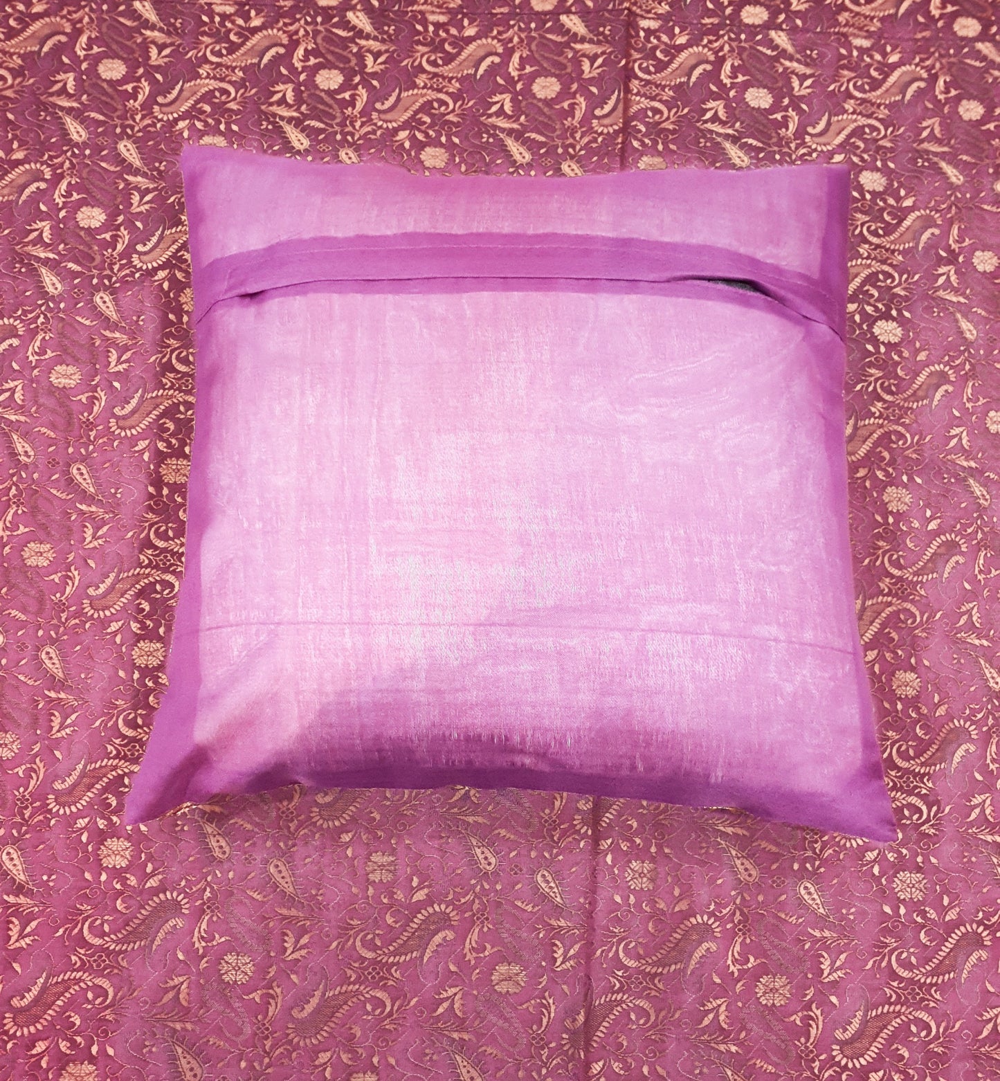 Banarasi Bed Cushion & Pillow Cover Set Wine Art Silk Woven Brocade Indian Gift