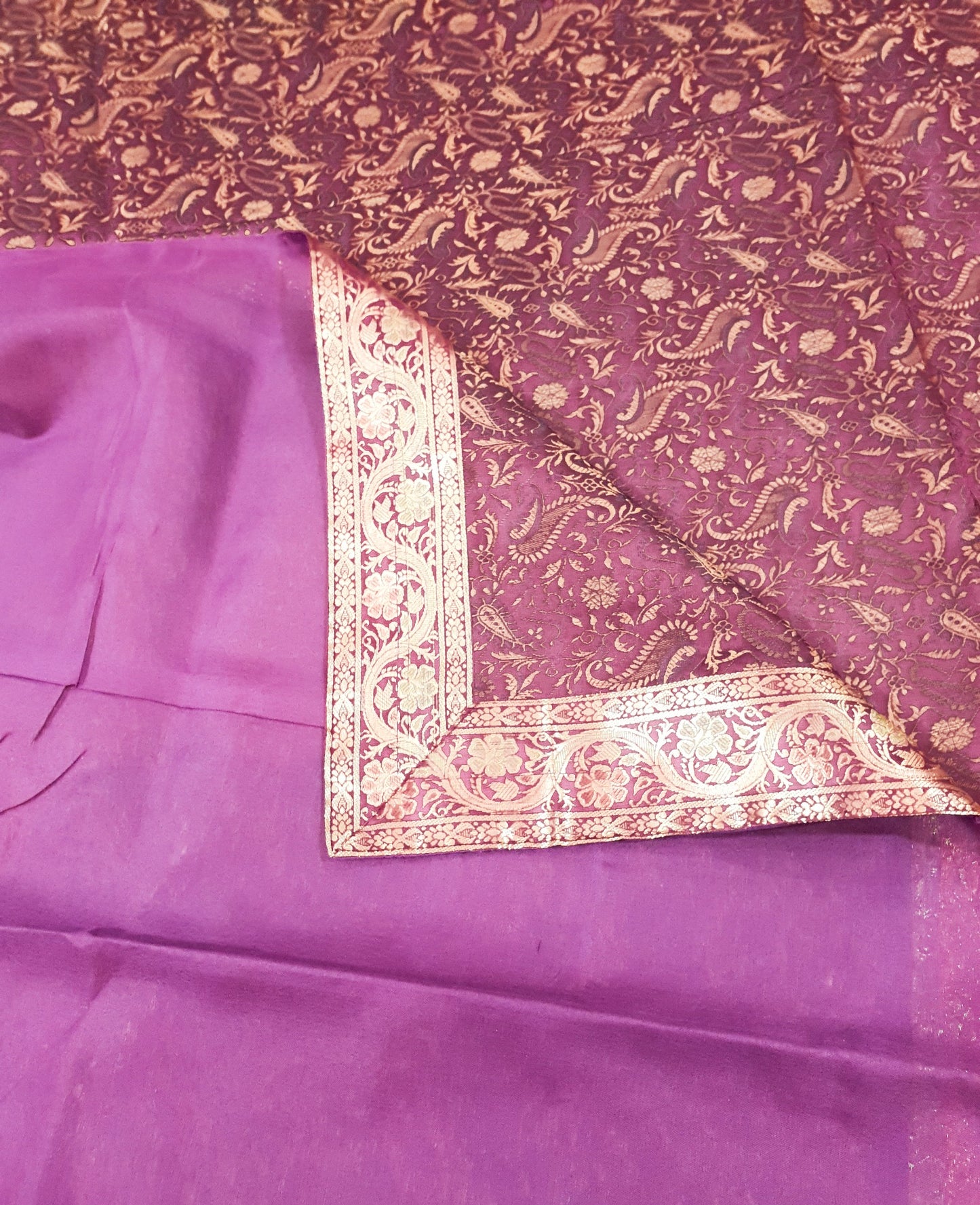 Banarasi Bed Cushion & Pillow Cover Set Wine Art Silk Woven Brocade Indian Gift