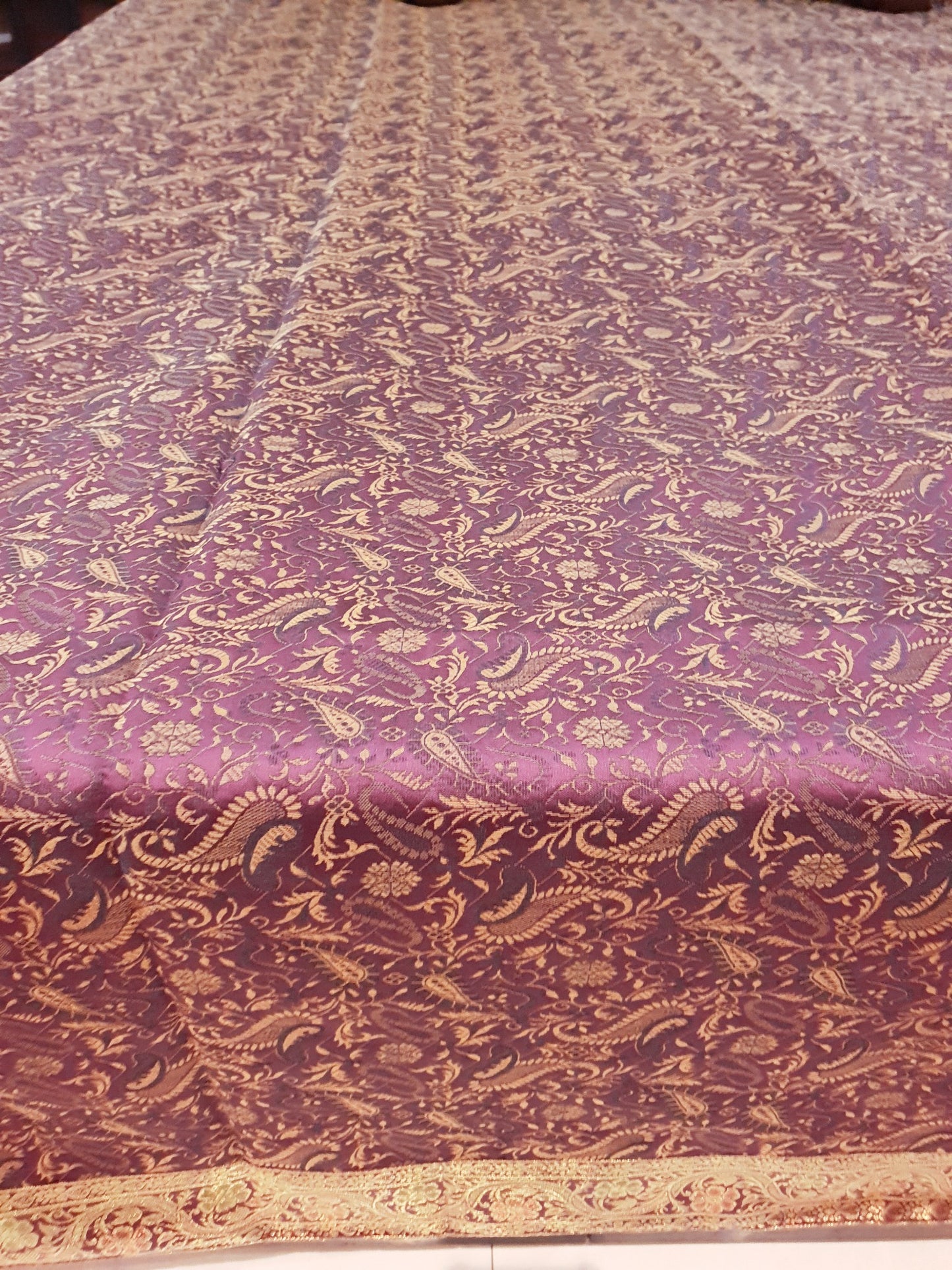 Banarasi Bed Cushion & Pillow Cover Set Wine Art Silk Woven Brocade Indian Gift